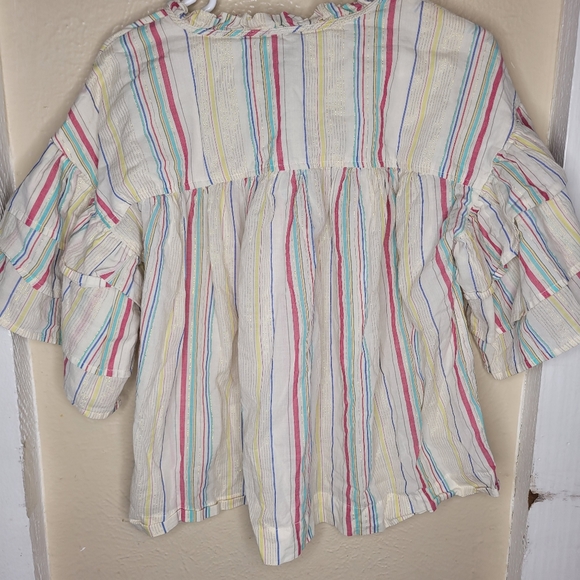 Peyton and Parker Boho Blouse metallic multicolor flutter sleeves Womens Size L - Picture 9 of 12